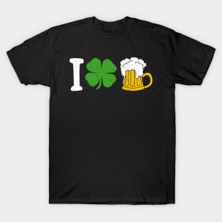 I love Beer T-Shirt Shamrock St Patricks Day irish Gift Tee T-Shirt